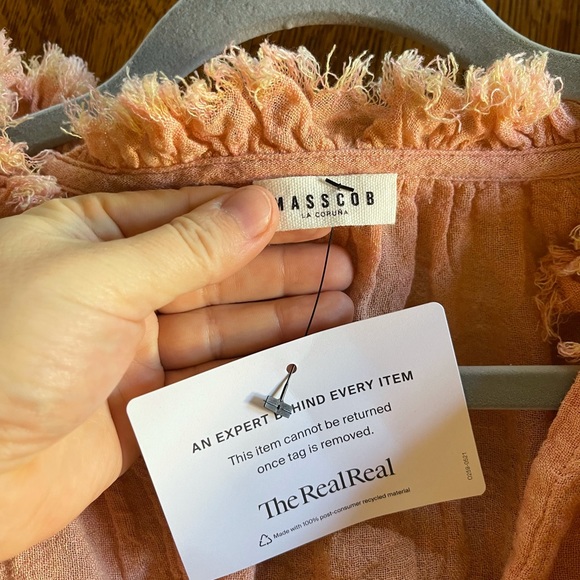 Gorgeous linen Masscob Morant top in peach, large - Picture 6 of 10